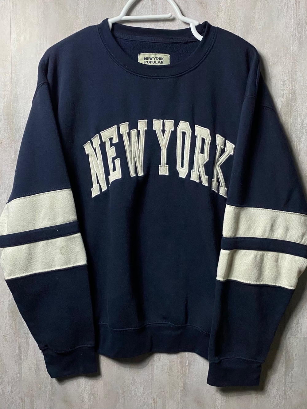 Vintage Style New York Crewneck Sweatshirt Large Navy Varsity Retro Preppy Y2K